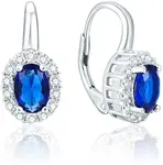 Beneto Stříbrné náušnice s modrými krystaly AGUC1167