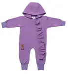 Baby Nellys Teplákový overal s volánkem a kapucí GIRL,fialový, vel. 86