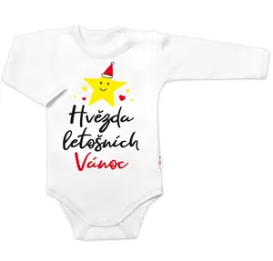 Baby Nellys Body dlouhý rukáv Hvězda letošních Vánoc,  bílé vel.  86