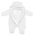 Baby Nellys Chlupáčkový overal Luna s kapucí + rukavičky,  Medvídek, bílý vel.  74/80