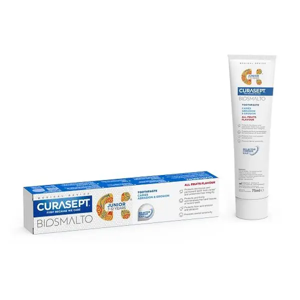 CURASEPT BIOSMALTO JUNIOR Abraze&Eroze dětská zubní pasta 75 ml ovocná