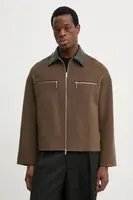 Vlněná košilová bunda Nanushka MALACHI hnědá barva, oversize, NM25RSJK04326