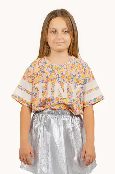 Dětské bavlněné tričko Tinycottons GARDEN TEE oranžová barva, SS25-018