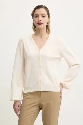 Kardigan Bruuns Bazaar dámský, béžová barva, lehký, BBW4578