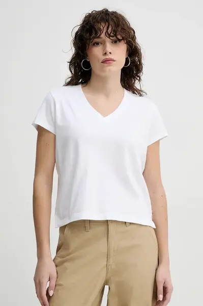 Tričko Levi's BOXY VNECK TEE bílá barva, A8774