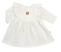 Baby Nellys Dětské teplákové šaty, tunika Vintage Love - krémové, vel. 68