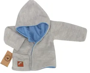 Z&Z Pletený, oboustranný svetřík, kabátek s kapucí, modro-šedý vel.  74