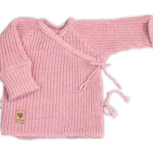 Baby Nellys Kojenecký svetřík, rostoucí, na zavazování na boku - růžový, 62/68