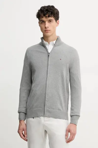 Bavlněný svetr Tommy Hilfiger šedá barva, MW0MW36517