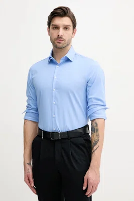 Košile Calvin Klein pánská, modrá barva, slim, s klasickým límcem, K10K114298