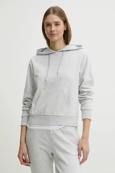 Mikina Guess SOFIA dámská, šedá barva, s kapucí, hladká, O5RQ02 KCO31