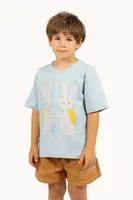 Dětské bavlněné tričko Tinycottons BUNNIES GRAPHIC TEE modrá barva, s potiskem, SS25-075