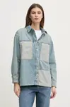 Džínová košile Mos Mosh dámská, modrá barva, relaxed, s klasickým límcem, 168960