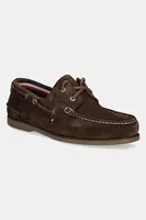 Semišové mokasíny Tommy Hilfiger TH BOAT SHOE CORE SUEDE pánské, hnědá barva, FM0FM05387