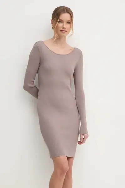 Šaty Guess JULIETTE hnědá barva, mini, W5RK21 Z3L10