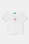 Dětské bavlněné tričko United Colors of Benetton bílá barva, 3I1XG10HU