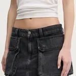 Džínová sukně Diesel DE-TON SKIRT šedá barva, mini, pouzdrová, A15784.007Z9
