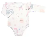 mrofi Body dl. rukáv s volánkem, bavlna, zapínání u krku , Rainbow - bílé, vel. 80