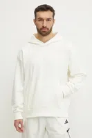 Mikina adidas ALL SZN Luxe pánská, béžová barva, s kapucí, hladká, JJ3641