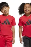 Dětské bavlněné tričko adidas červená barva, s potiskem, JN8007