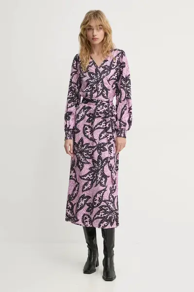 Šaty Bruuns Bazaar růžová barva, midi, BBW4260