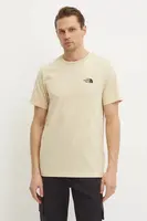 Tričko The North Face M S/S Simple Dome Tee béžová barva, s potiskem, NF0A87NG3X41