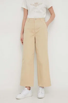 Kalhoty Pepe Jeans Tasha dámské, béžová barva, jednoduché, high waist, PL211730
