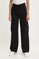 Kalhoty Sisley dámské, černá barva, jednoduché, high waist, 4KVXLF05Y
