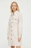 Šaty z vlněné směsi Bruuns Bazaar béžová barva, mini