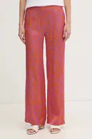 Kalhoty La Petite Française PAVINA dámské, oranžová barva, jednoduché, high waist, PAVINA