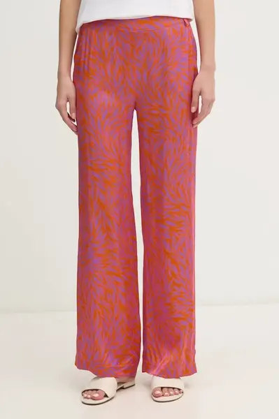 Kalhoty La Petite Française PAVINA dámské, oranžová barva, jednoduché, high waist, PAVINA