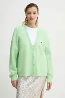 Kardigan American Vintage dámský, zelená barva, lehký, NEN19AE25