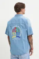 Džínová košile Tommy Jeans pánská, modrá barva, relaxed, s klasickým límcem, DM0DM21144