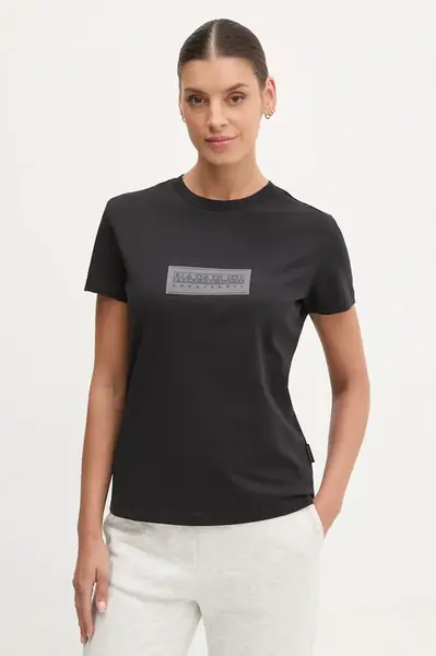 Bavlněné tričko Napapijri S-Box černá barva, NP0A4IP10411