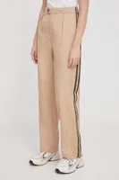Kalhoty Pepe Jeans SUSANNE dámské, béžová barva, jednoduché, high waist, PL211693