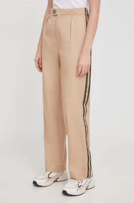 Kalhoty Pepe Jeans SUSANNE dámské, béžová barva, jednoduché, high waist, PL211693