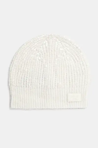 Čepice z vlněné směsi Guess RILEY bílá barva, z tenké pleteniny, W4BZ26 Z3J92
