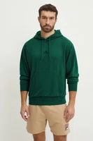 Mikina adidas Feelcozy pánská, zelená barva, s kapucí, hladká, JE3802