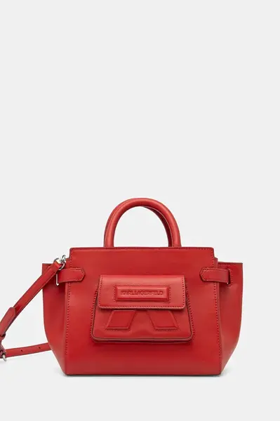 Kožená kabelka Karl Lagerfeld červená barva, A1W30443