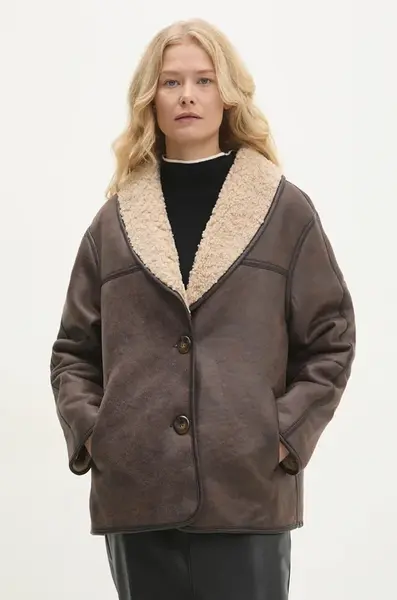 Bunda Answear.LAB dámská, béžová barva, přechodná, oversize