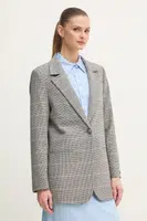 Vlněné sako Pepe Jeans FLAVIA šedá barva, jednořadá, vzorovaná, PL402503