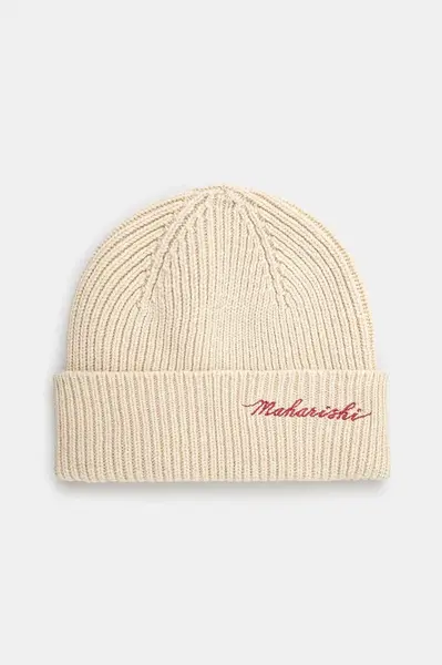 Vlněná čepice Maharishi Maharishi Embroidered Beanie béžová barva, 1368.ECRU