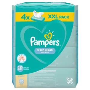 Pampers Fresh Clean XXL vlhčené ubrousky 4x80 ks