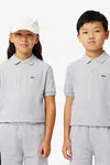 Dětská bavlněná polokošile Lacoste šedá barva