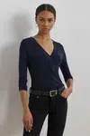 Tričko s dlouhým rukávem Lauren Ralph Lauren tmavě modrá barva, 200824366
