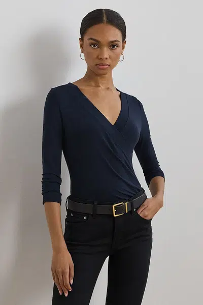 Tričko s dlouhým rukávem Lauren Ralph Lauren tmavě modrá barva, 200824366