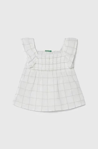 Dětská lněná halenka United Colors of Benetton bílá barva