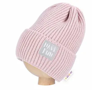 Baby Nellys Detská zimní čepice Have Fun - pudrová