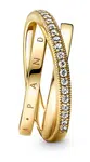 Pandora Pozlátený prepletený prsteň so zirkónmi Pavé 169057C01 56 mm