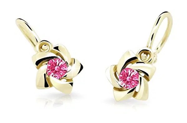Cutie Jewellery Zlaté detské náušnice C2201-10-X-1 fuchsiová
